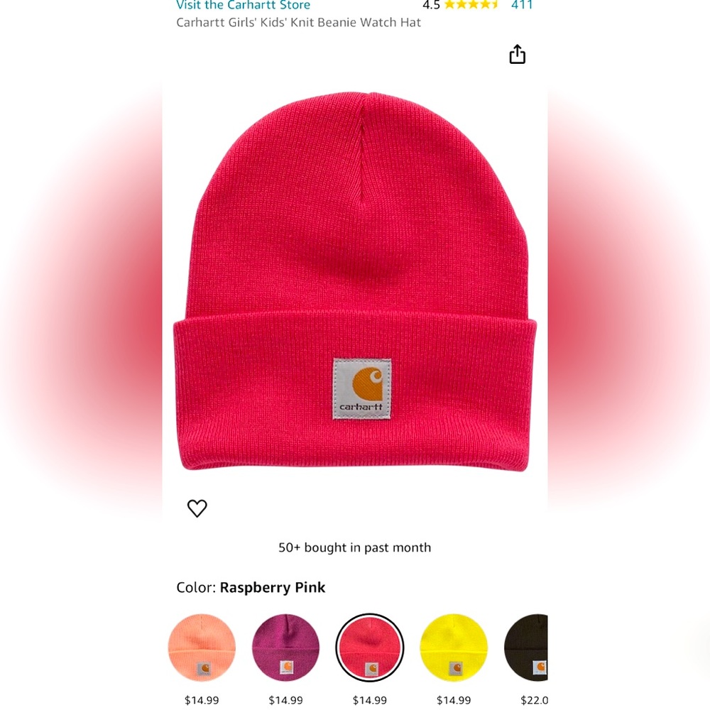 Bight pink Carhartt kids Beanie.